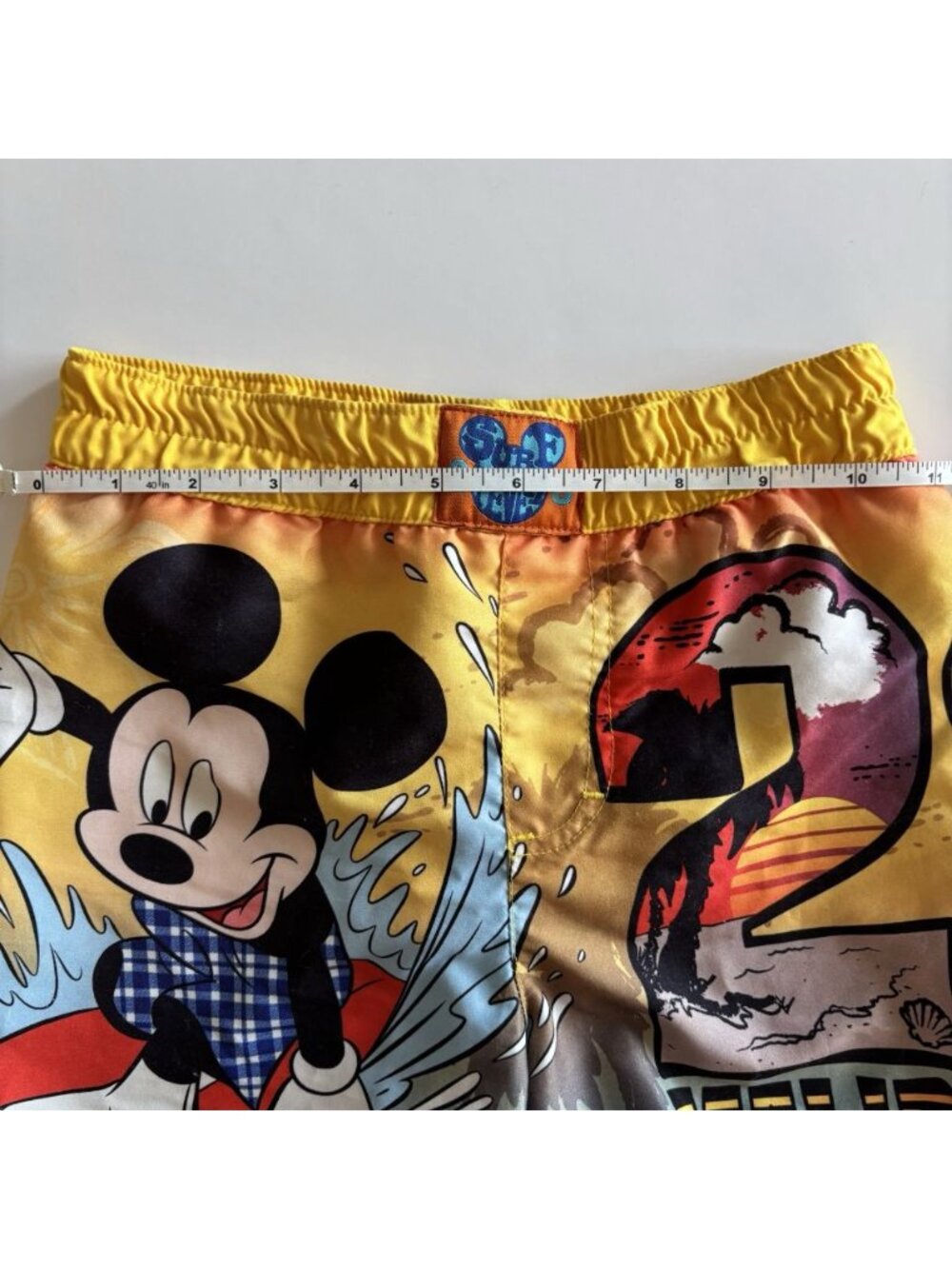 Vintage Disney Mickey Mouse Malibu Surf Swim Trunks Vibrant Summer Graphic Boy - Picture 9 of 11